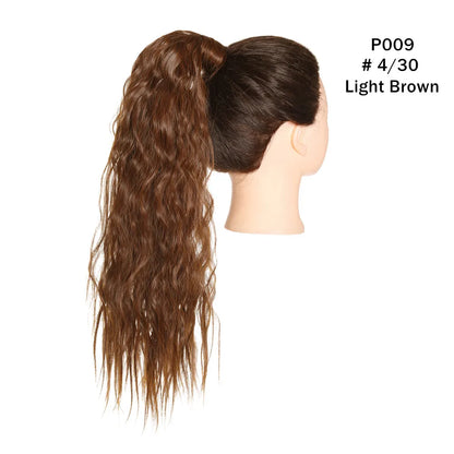 Synthetic Clip in Ponytail Hair Extension Wig Straight Kinky Curly Long Wrap Around Fake Pony Tail Blonde False Afro Hairpiece