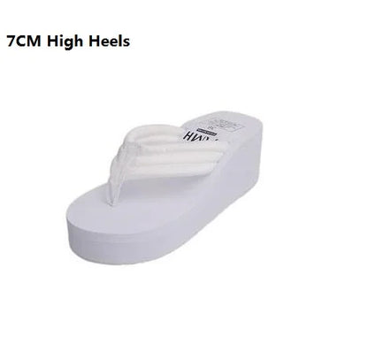 Women Fashion Summer Chunky Sole Wedges Heels Flip Flops Casual Shoes New Arrival Waterproof Taiwan Slippers Sexy Lady Sandals