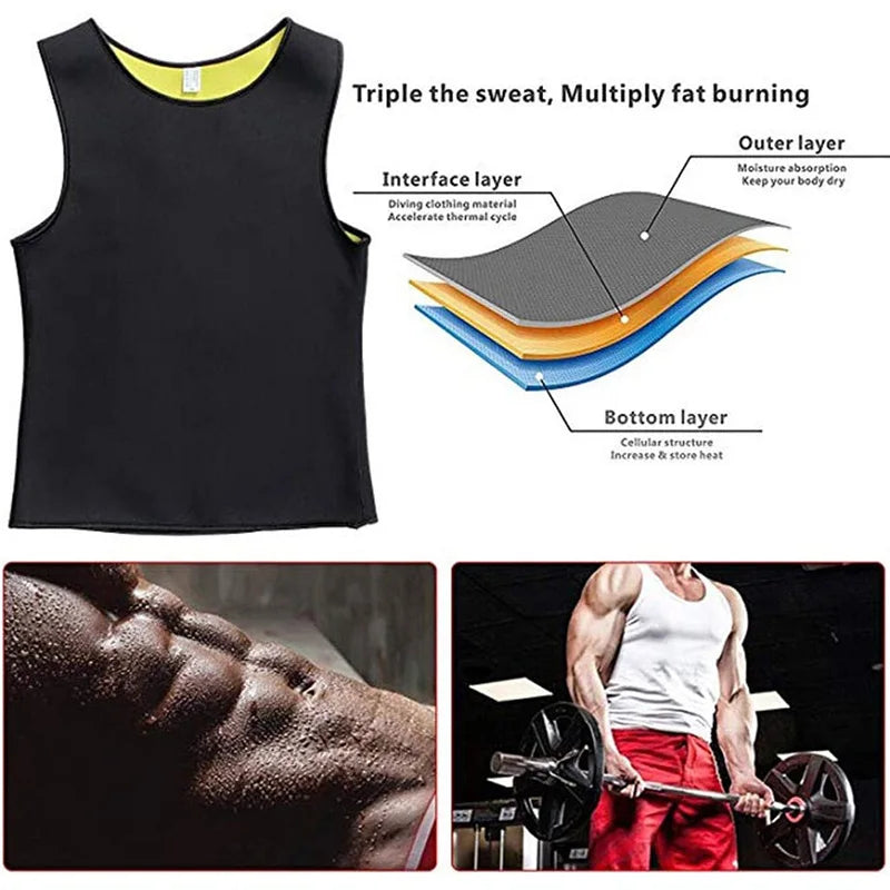 Slimming Shaper Clothes Sweat Vest Fat Burner Body Belt Waist Body Building Tummy Tank Top for Man Weight Loss