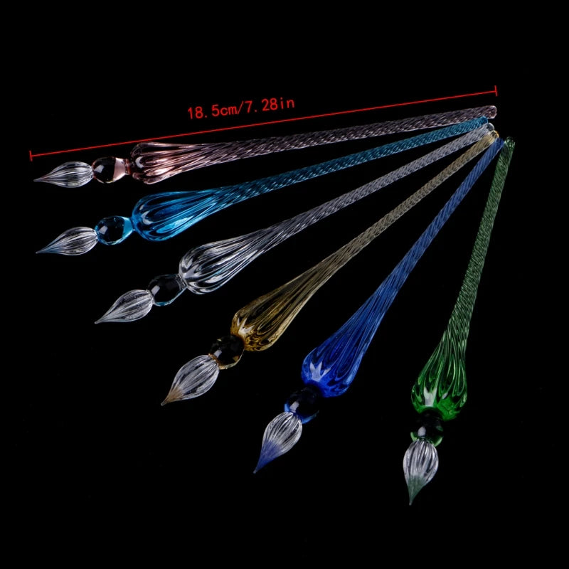 1 Pc Glass Drip Fountain Pen Vintage Glass Dip Dipping Pen Signature Filling Ink Fountain Pens With Gift Box New