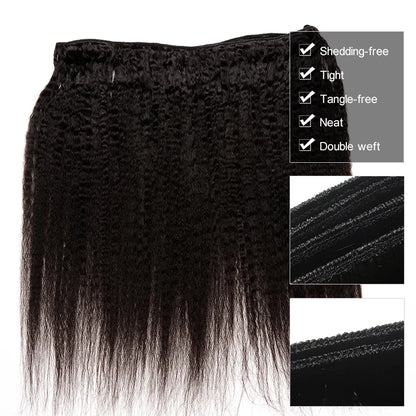 Kinky Straight Bundles Weave Coarse Yaki Straight Weaving Raw Indian Human Hair Bundles With Closure Hair Extensions For Women