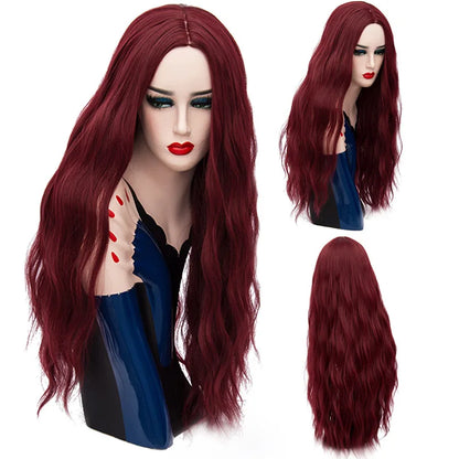MSIWIGS 70CM Long Pink Wavy Wigs Cosplay Lolita Synthetic Women' s Blonde Wig 29 Colors Heat Resistant Hair