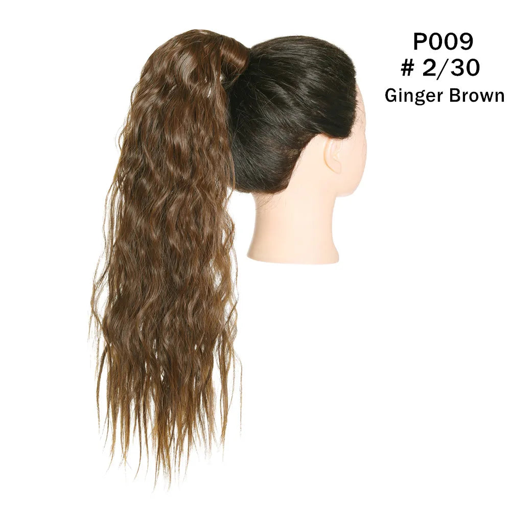 Synthetic Clip in Ponytail Hair Extension Wig Straight Kinky Curly Long Wrap Around Fake Pony Tail Blonde False Afro Hairpiece