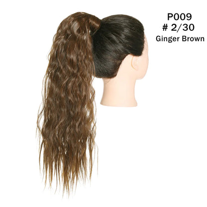 Synthetic Clip in Ponytail Hair Extension Wig Straight Kinky Curly Long Wrap Around Fake Pony Tail Blonde False Afro Hairpiece