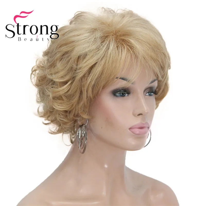 Short Curly Dark Auburn Synthetic Hair Full wig Women's Thick Wigs For Everyday