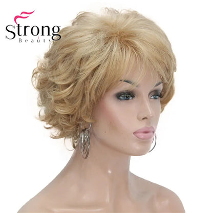 Short Curly Dark Auburn Synthetic Hair Full wig Women's Thick Wigs For Everyday