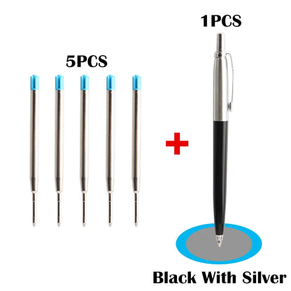 2/6/10/PCS GENKKY Ballpoint Pen Metal Materiall Press Style Ball Pens For School Office Writing Point 0.7mm Ink Color Black Blue