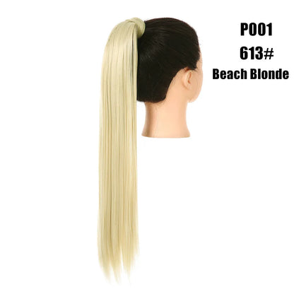 Synthetic Clip in Ponytail Hair Extension Wig Straight Kinky Curly Long Wrap Around Fake Pony Tail Blonde False Afro Hairpiece