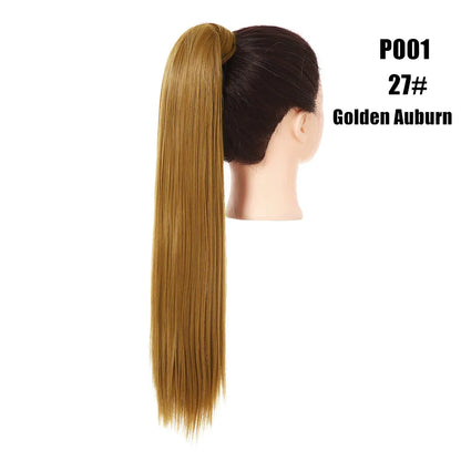 Synthetic Clip in Ponytail Hair Extension Wig Straight Kinky Curly Long Wrap Around Fake Pony Tail Blonde False Afro Hairpiece
