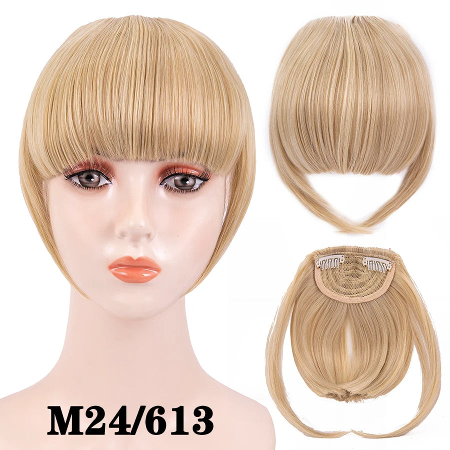 Leeons Short Synthetic Bangs Heat Resistant Hairpieces Hair Women Natural Short Fake Hair Bangs Hair Clips For Extensions Black
