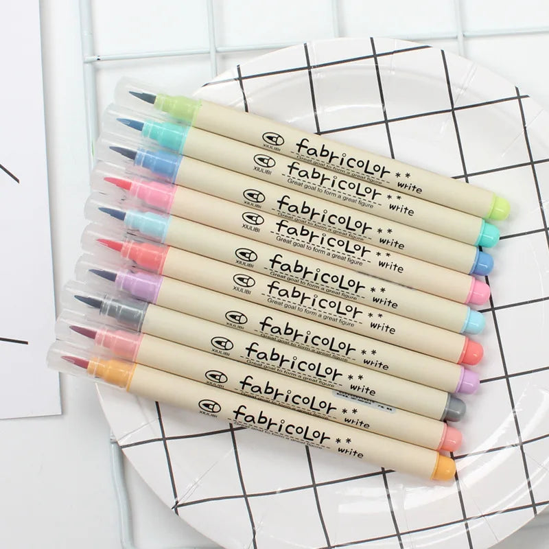 10 Colors Brush Pen Set Fabricolor Marker Pen Soft Tip Colour Brushpen Calligraphy Finecolour Brush Felt Art Markers Stationery