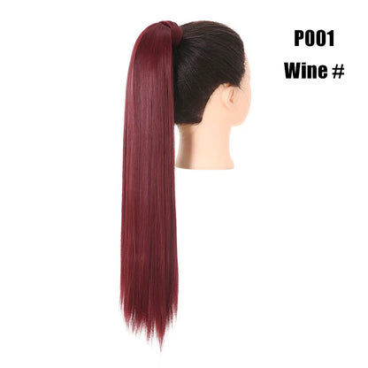 Synthetic Clip in Ponytail Hair Extension Wig Straight Kinky Curly Long Wrap Around Fake Pony Tail Blonde False Afro Hairpiece