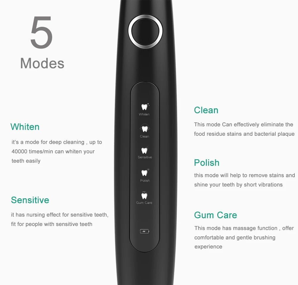 Electric Toothbrush Sonic Rechargeable Top Quality Smart Chip Toothbrush Head Replaceable Whitening Healthy Best Gift !