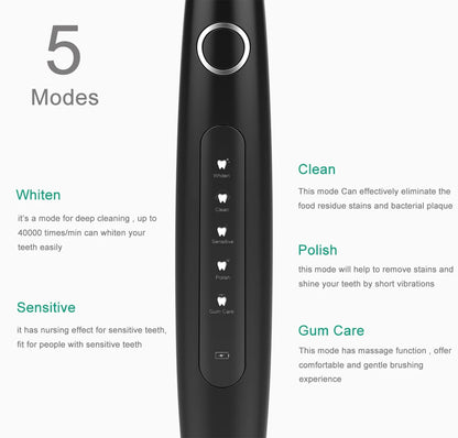 Electric Toothbrush Sonic Rechargeable Top Quality Smart Chip Toothbrush Head Replaceable Whitening Healthy Best Gift !