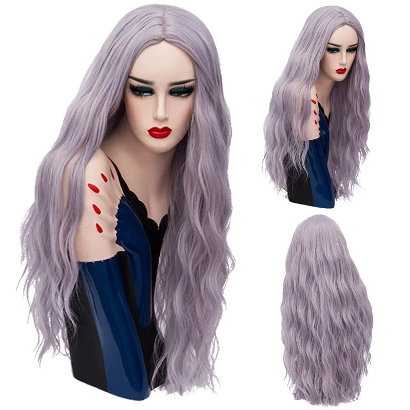 MSIWIGS 70CM Long Pink Wavy Wigs Cosplay Lolita Synthetic Women' s Blonde Wig 29 Colors Heat Resistant Hair