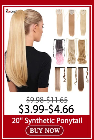 Leeons Synthetic Hair Extensions With Clips Heat Resistant Straight Hair Extensions Color Colored Black Hair Clip Womens 12G/Pcs