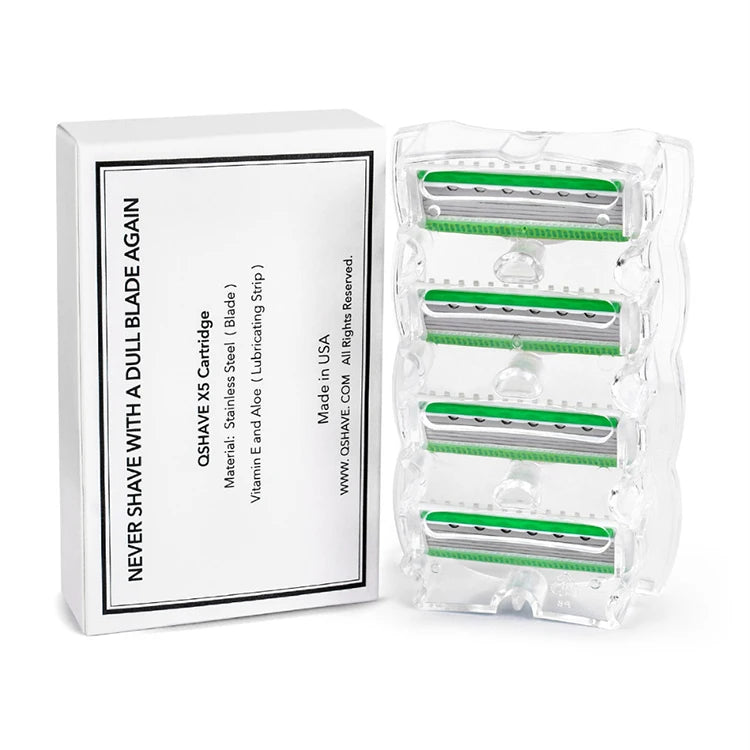 QShave Green Series Blade Lady Personalized Shaving Razor X5 USA Blade Women Razor Blade, 4 / 8 /16 Cartridges