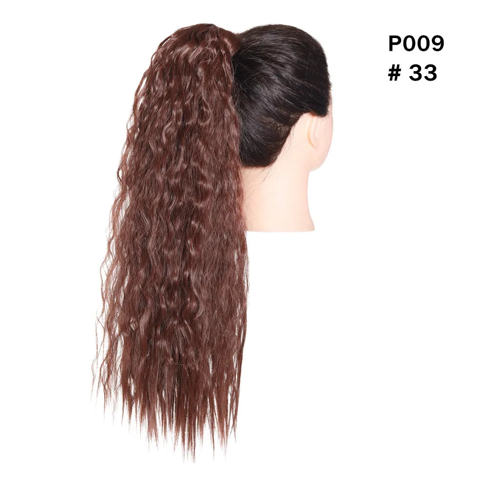 Synthetic Clip in Ponytail Hair Extension Wig Straight Kinky Curly Long Wrap Around Fake Pony Tail Blonde False Afro Hairpiece
