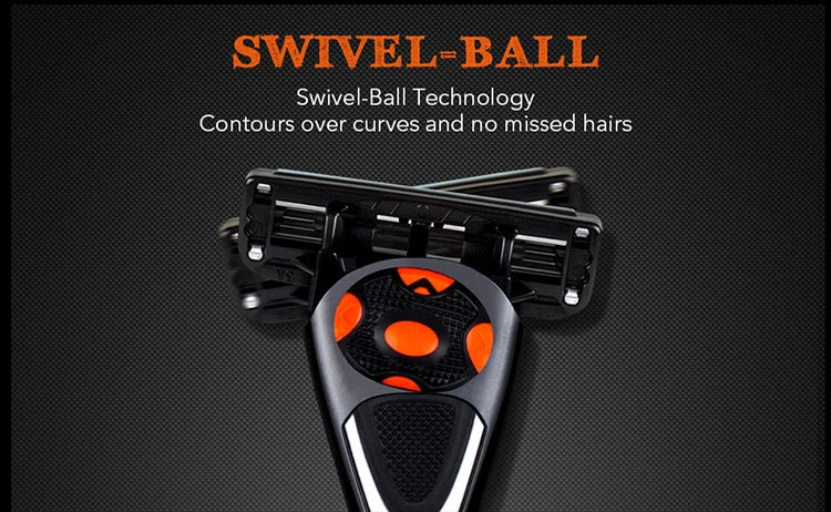 Qshave Black Spider Man Manual Shaving Razor Germany X5 Blade with Trimmer Blade, 4 & 8 &16 Cartridges Choice