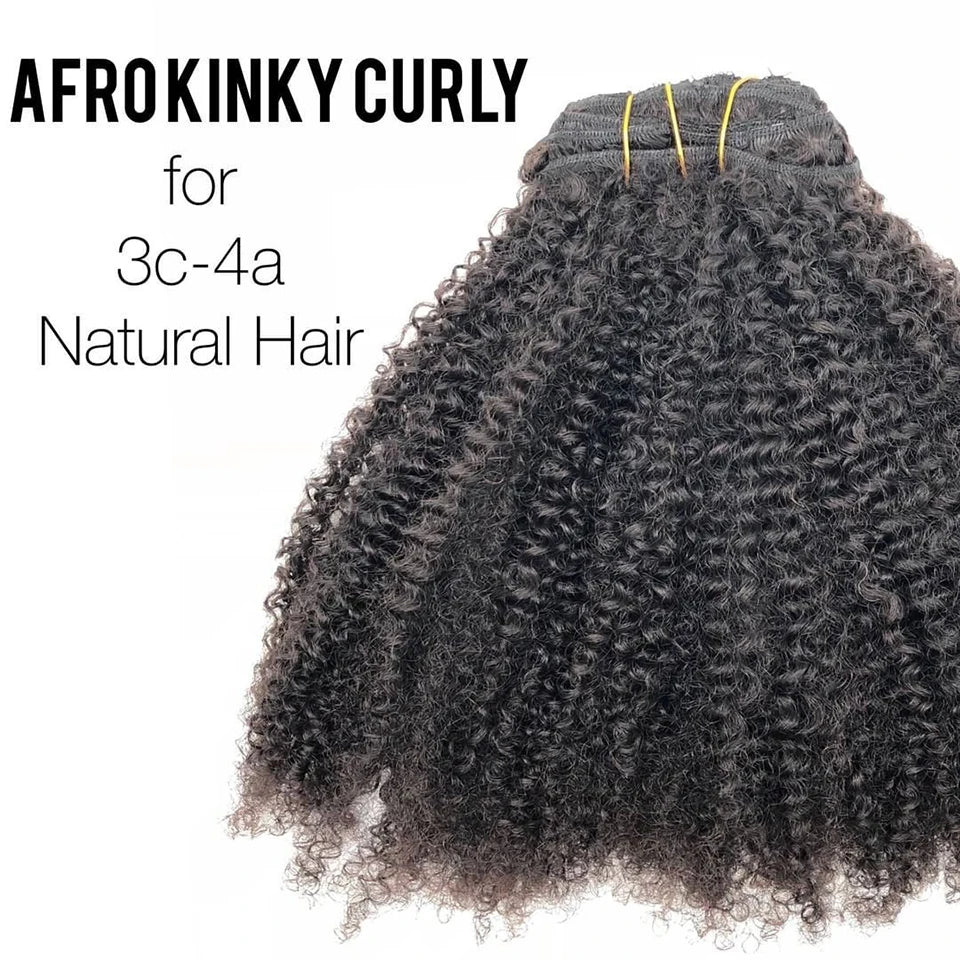 Riya Hair Clips In Brazilian Human Hair Afro Kinky Curly Clip In Hair Extensions 8 Pieces And 120g/Set Natural Color Remy Hair