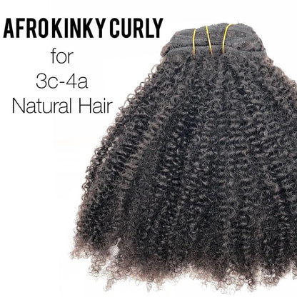 Riya Hair Clips In Brazilian Human Hair Afro Kinky Curly Clip In Hair Extensions 8 Pieces And 120g/Set Natural Color Remy Hair