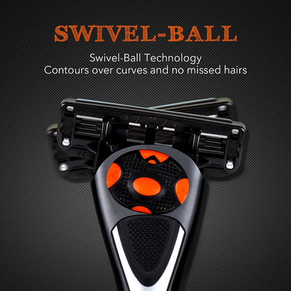 Qshave Black Spider New 6 Blade Razor Shaver for Man (1pc Handle, 2pc Germany X6 Blade)