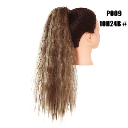 Synthetic Clip in Ponytail Hair Extension Wig Straight Kinky Curly Long Wrap Around Fake Pony Tail Blonde False Afro Hairpiece