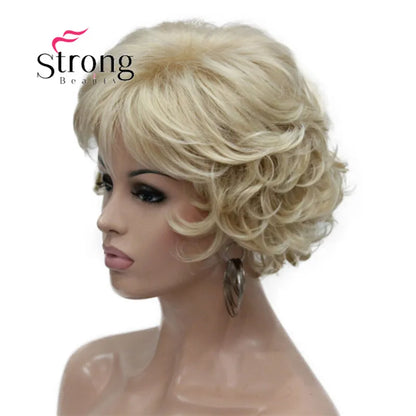 Short Curly Dark Auburn Synthetic Hair Full wig Women's Thick Wigs For Everyday