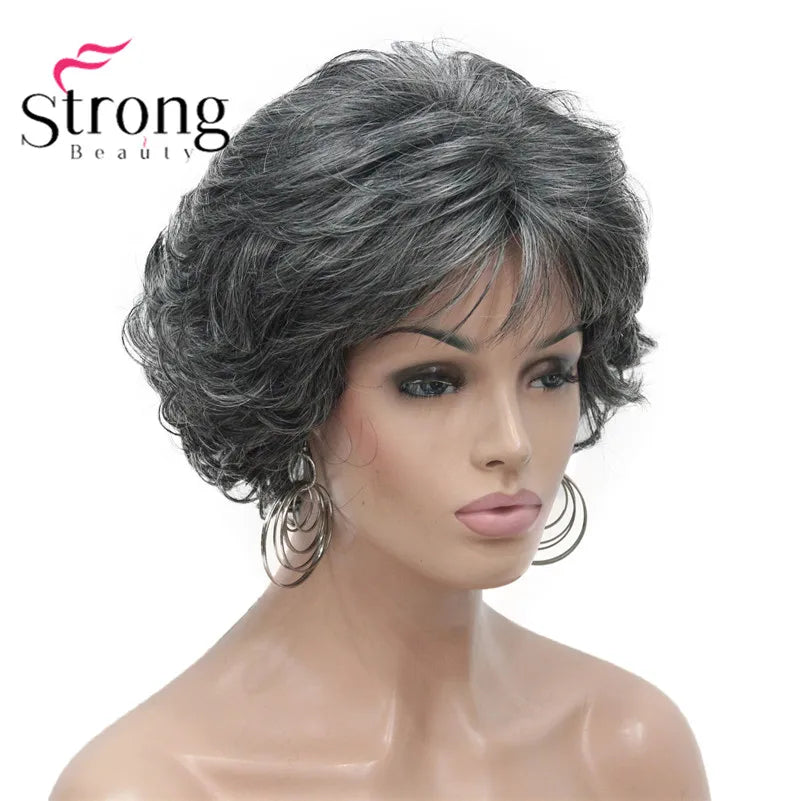Short Curly Dark Auburn Synthetic Hair Full wig Women's Thick Wigs For Everyday
