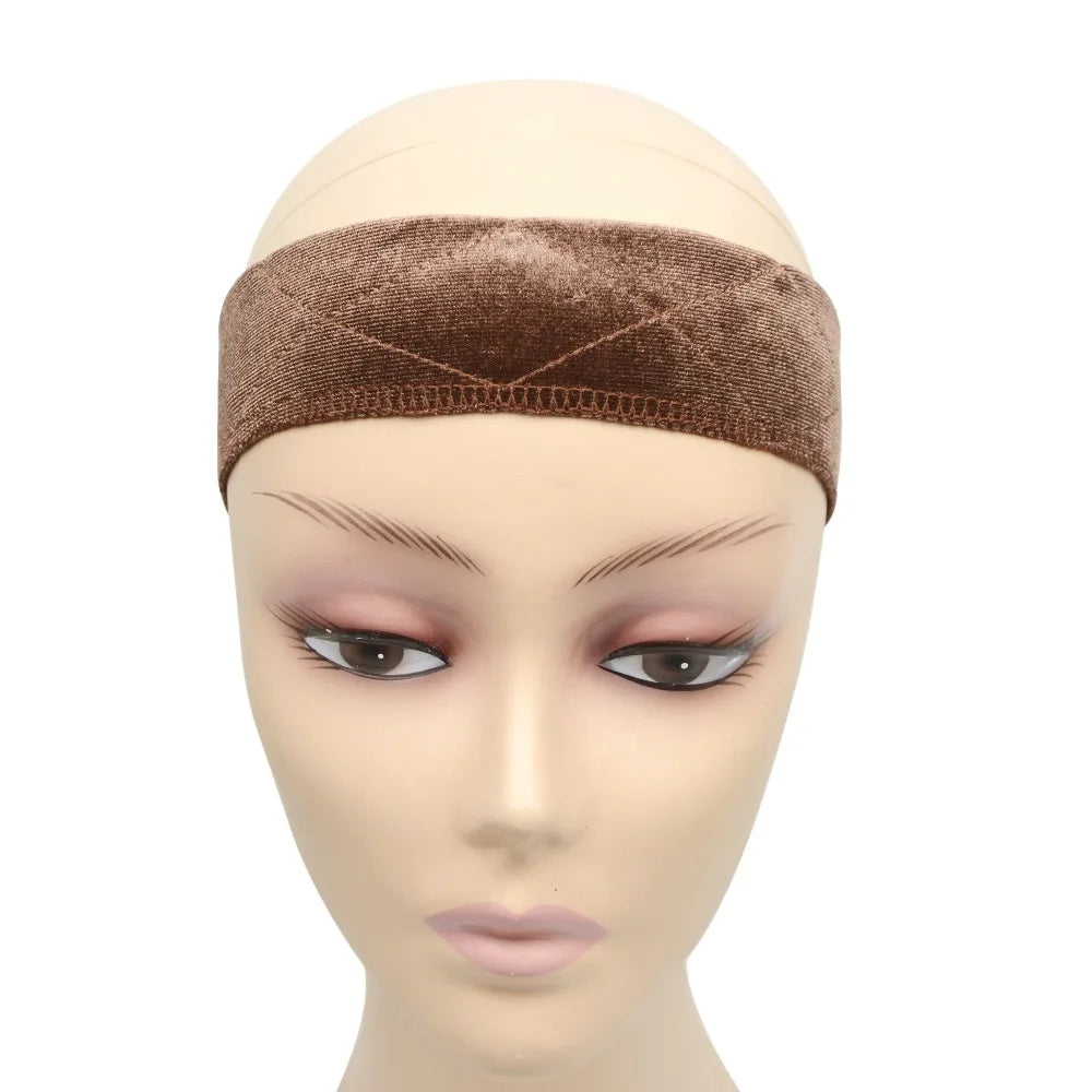 Flexible Velvet Wig Grip Scarf Comfort Head Band Adjustable Fastern Wig Beige , Dark Brown ,Brown, Black
