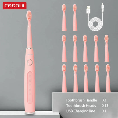 Electric Toothbrush Sonic Rechargeable Top Quality Smart Chip Toothbrush Head Replaceable Whitening Healthy Best Gift !