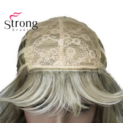 Lady Women Blonde With Dark Root Medium Length Cascaded Layers Synthetic Hair Full Wig for women