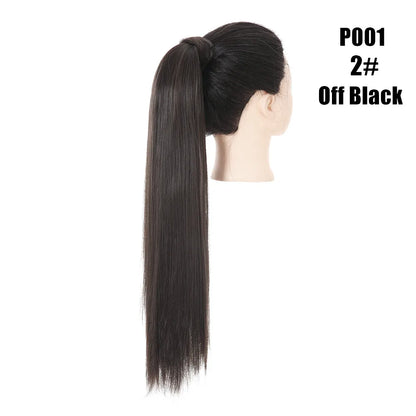 Synthetic Clip in Ponytail Hair Extension Wig Straight Kinky Curly Long Wrap Around Fake Pony Tail Blonde False Afro Hairpiece