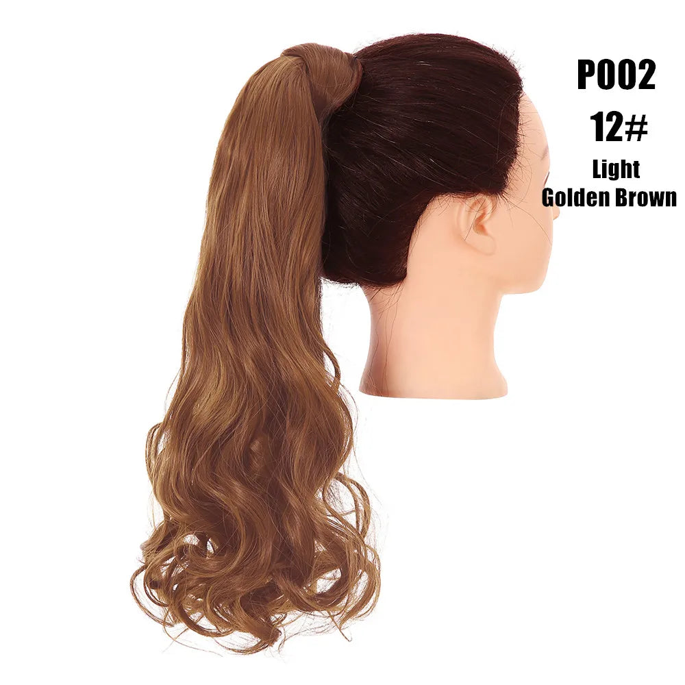 Synthetic Clip in Ponytail Hair Extension Wig Straight Kinky Curly Long Wrap Around Fake Pony Tail Blonde False Afro Hairpiece