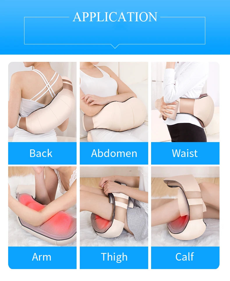 JinKaiRui U Shape Electrical Shiatsu Body Shoulder Neck Massager Back Infrared 4D kneading Massage Car Home Best Gift HealthCare