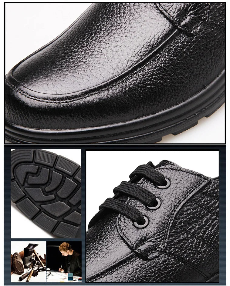 Genuine Leather Shoes Men Flat Fashion Men's Casual Brogues Shoes Brand Male Footwear Soft Comfortable Black ZH740