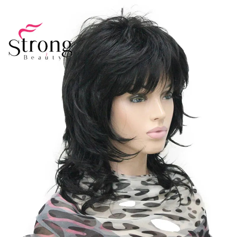 Lady Women Blonde With Dark Root Medium Length Cascaded Layers Synthetic Hair Full Wig for women