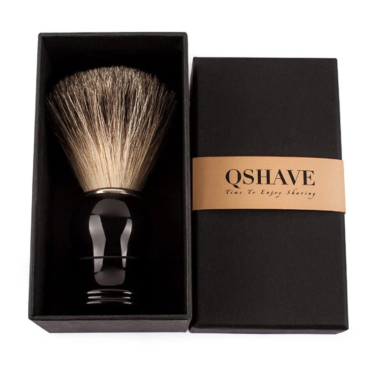Qshave Man Pure Badger Hair Shaving Brush 100% Original for Razor Edge Safety Straight Classic Safety Razor 11.5cm x 5.2cm