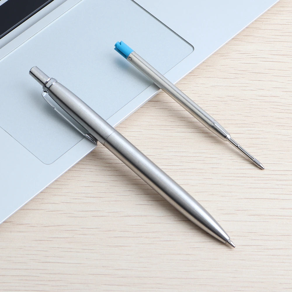 2/6/10/PCS GENKKY Ballpoint Pen Metal Materiall Press Style Ball Pens For School Office Writing Point 0.7mm Ink Color Black Blue