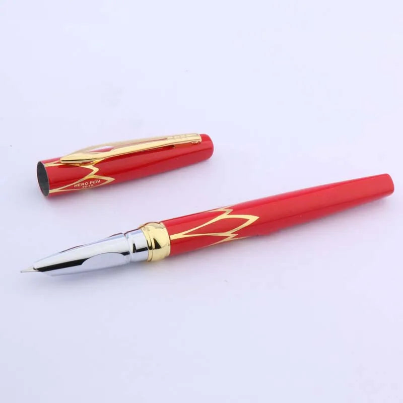 HERO Classic GOLDEN and black red Trim F Nib Fountain Pen School Student Office Gifts Stationery