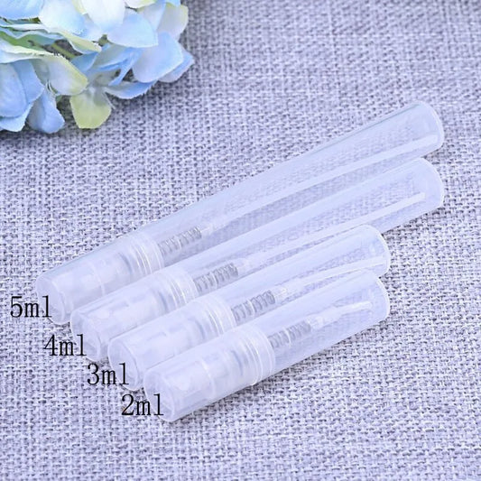 50pcs/lot 2ml 3ml 5ml Mini Plastic Spray Perfume Bottle Refillable Oil Bottles Atomizer Mini Protable Cosmetics Container