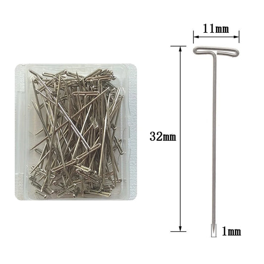 50 Pieces Wig T Pins for Holding Wigs Silver 32mm Long T-pins Styling Tools For Wig Display OLD STREET