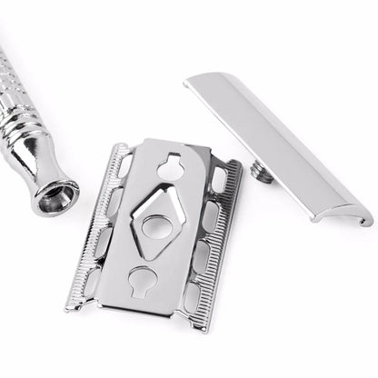 Qshave Short Handle Classic Safety Razor Double Edge Mens Shaving Razor Gift Box Pack Cure Handle, 1 Razor & 5 blades