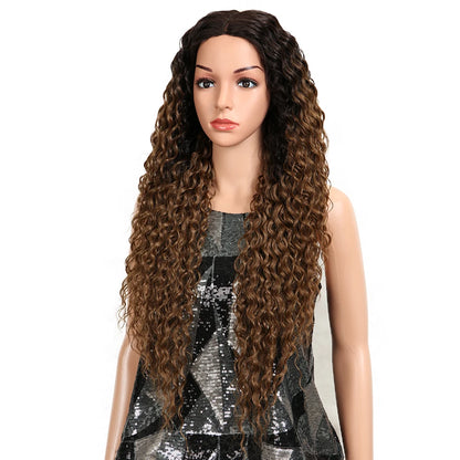Magic Synthetic Lace Wig Wave Wigs Omber Blonde Wig High Temperature Fiber Curly Hair Wigs For Women Cosplay Lace Front Wig