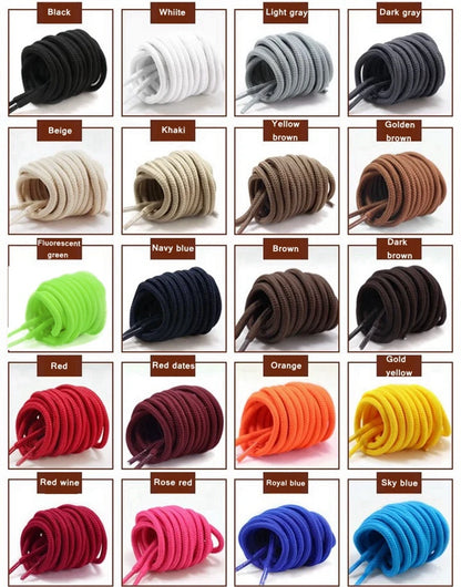 1Pair Round Solid Shoelaces Top Quality Polyester Shoes Lace Solid Classic Round Shoelace Sneakers Boots Shoes String YD-1