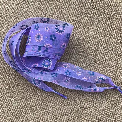 11Color Printing Snow Yarn Lace 2.5CM Width 80CM/100CM/120CM Length ultra-thin transparent lace  Sneaker Sport Shoes Lace