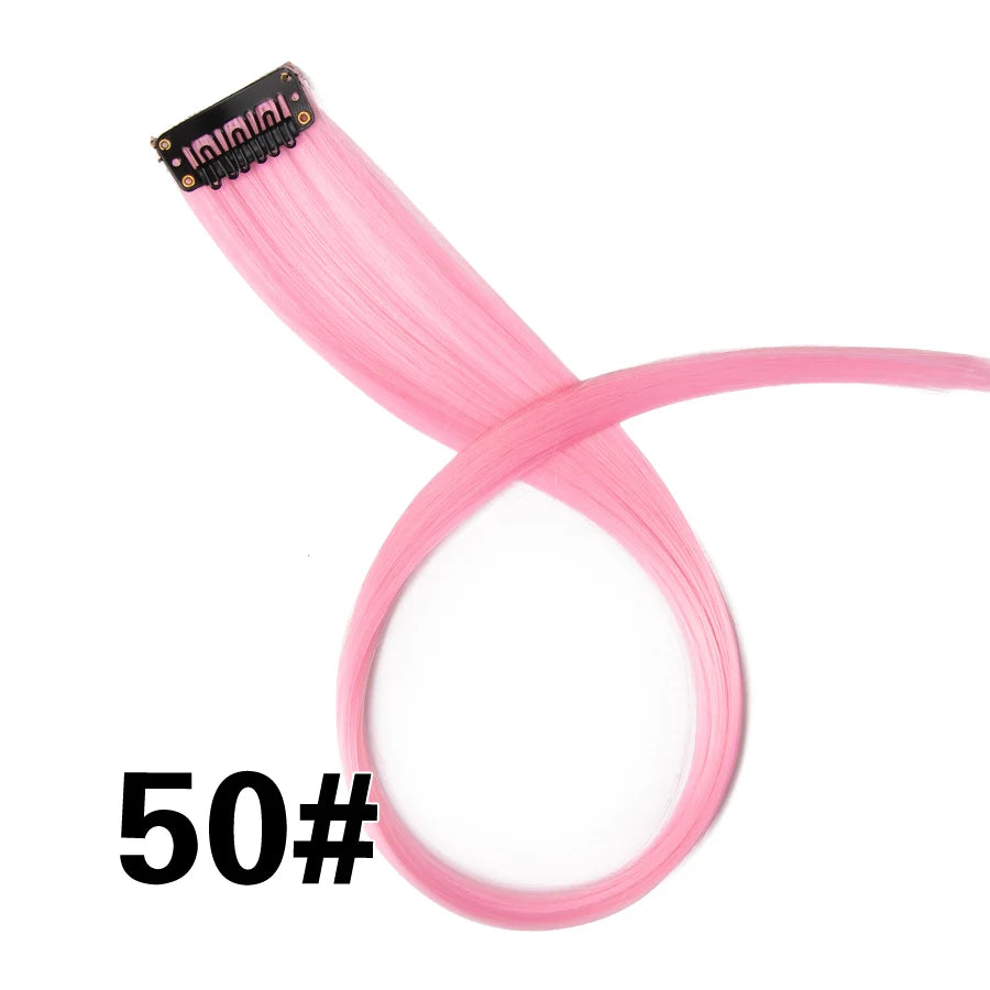 Leeons Synthetic Hair Extensions With Clips Heat Resistant Straight Hair Extensions Color Colored Black Hair Clip Womens 12G/Pcs