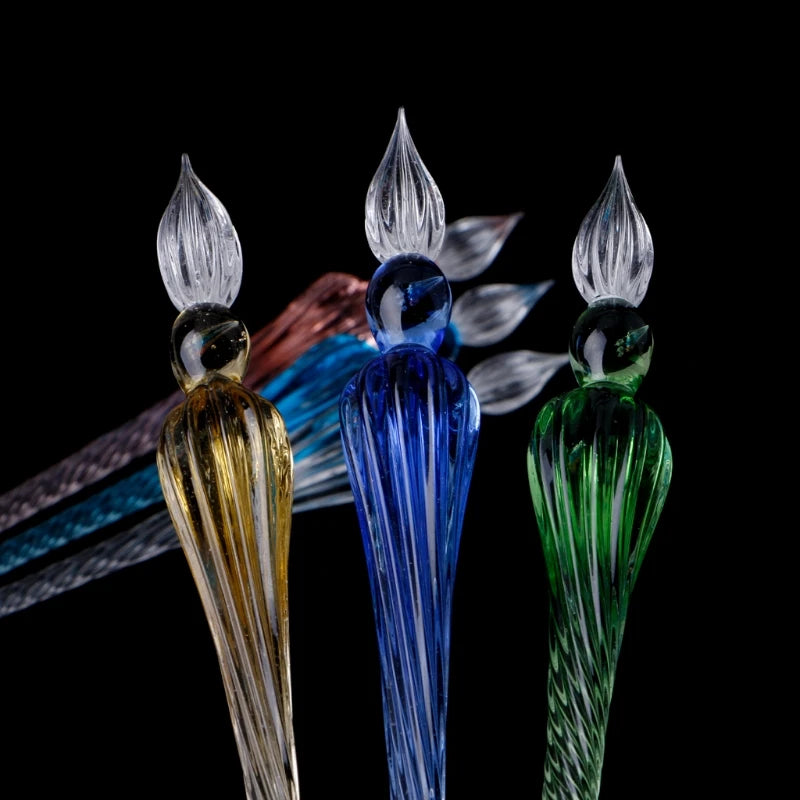 1 Pc Glass Drip Fountain Pen Vintage Glass Dip Dipping Pen Signature Filling Ink Fountain Pens With Gift Box New