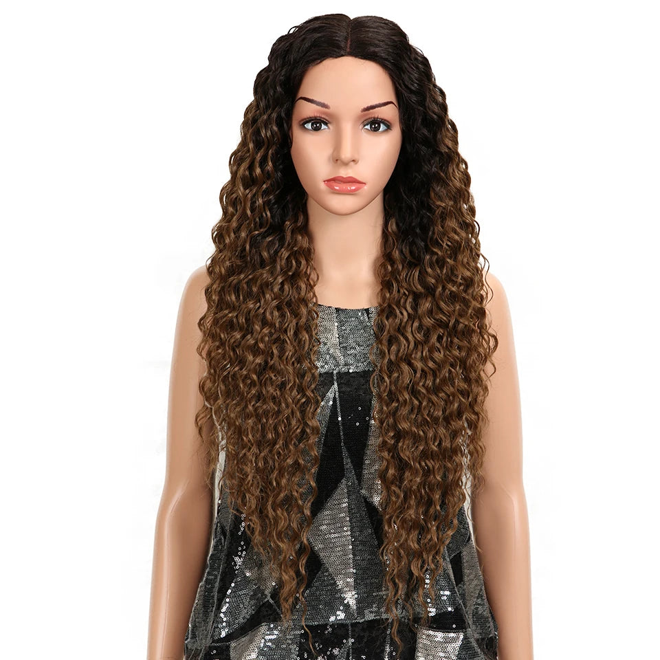 Magic Synthetic Lace Wig Wave Wigs Omber Blonde Wig High Temperature Fiber Curly Hair Wigs For Women Cosplay Lace Front Wig