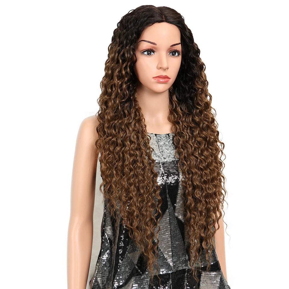 Magic Synthetic Lace Wig Wave Wigs Omber Blonde Wig High Temperature Fiber Curly Hair Wigs For Women Cosplay Lace Front Wig